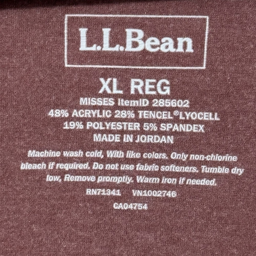 L.L. Bean Women's Long Sleeve Scoop Neck Top Reddish Brown Sz XL Regular - Picture 3 of 6